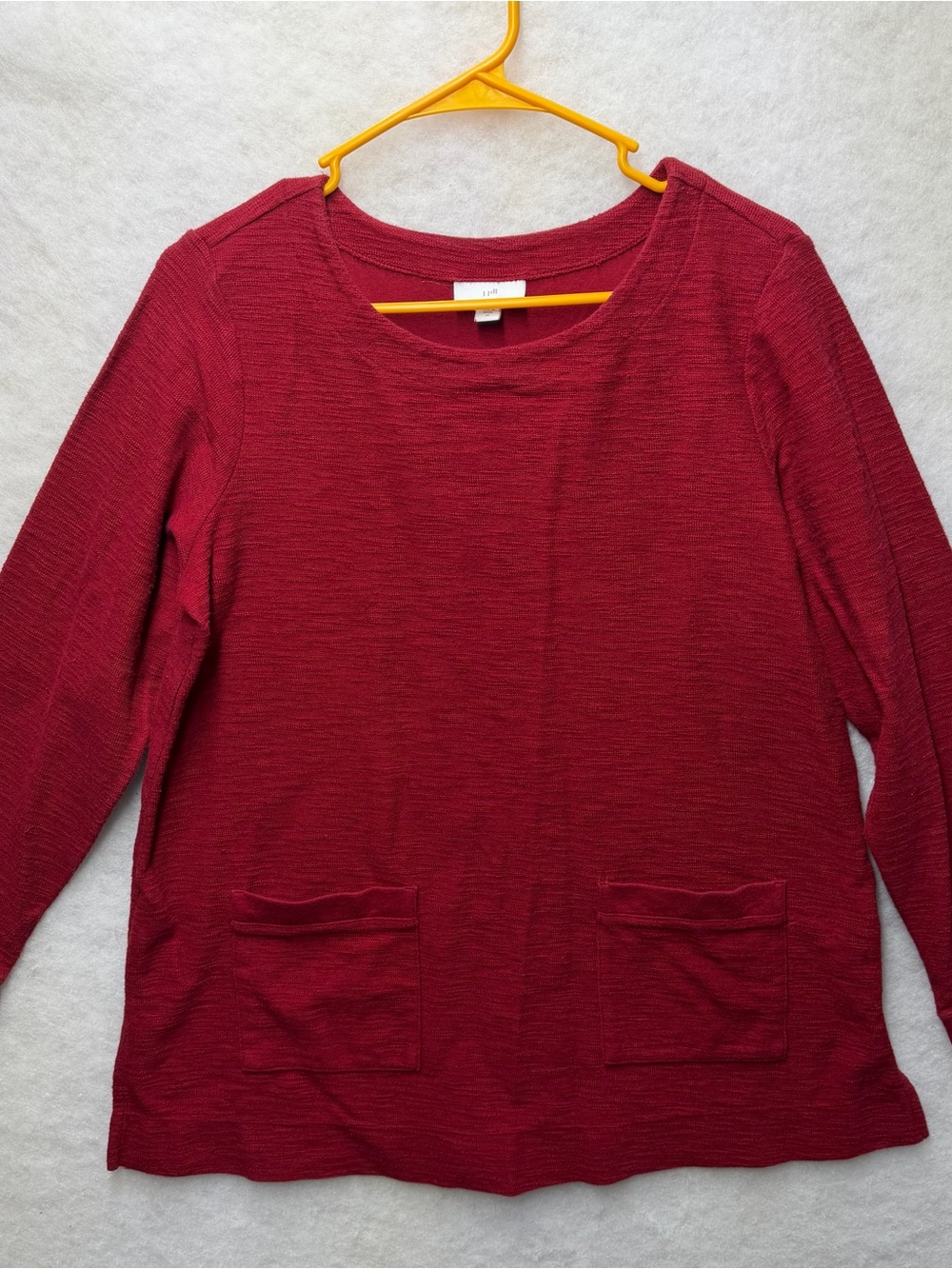 J. Jill Red Textured Long Sleeve Pocket Tunic Top Women's Size Medium